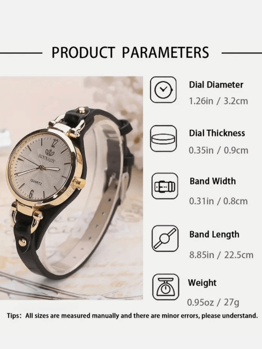 Anthropologie Gold-Tone Round Watch with Black Strap - Picture 5 of 5